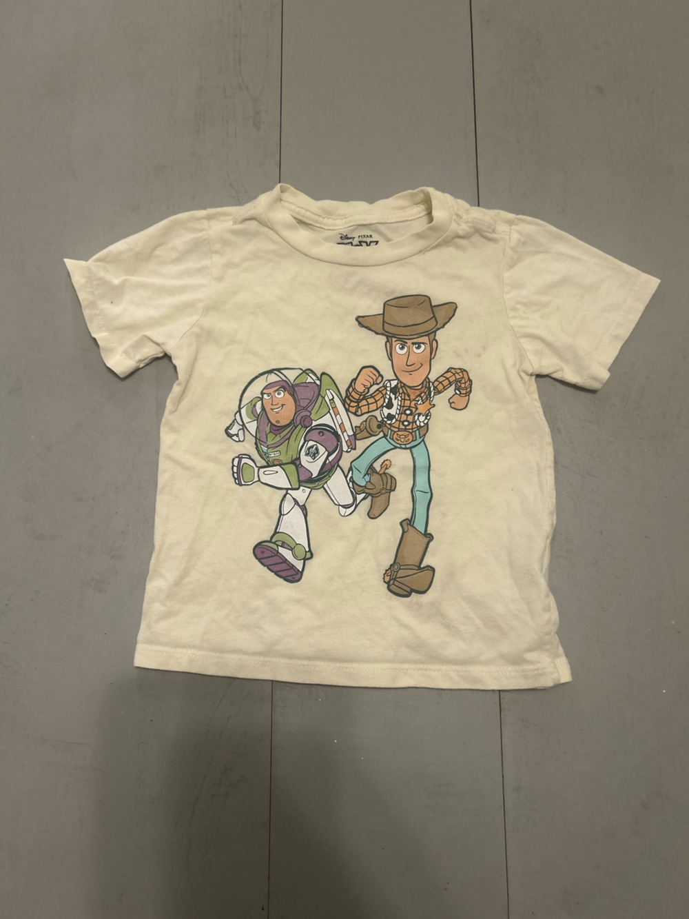Disney Cream Kids Tee with Buzz Lightyear & Woody Graphic
